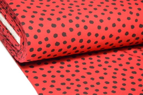 Jersey GOTS Dots Punkte dunkelrot